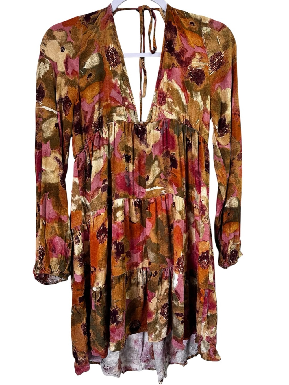 Floral Cutout Maxi Dress Boho Romantic Women L